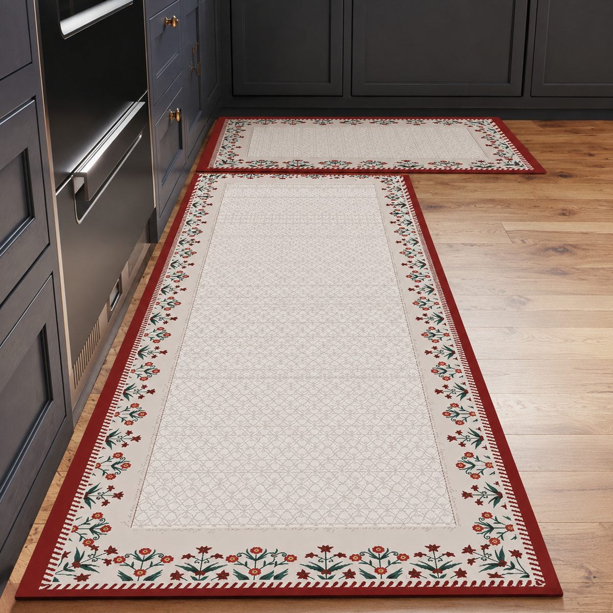 Tapis de cuisine | Floral rouge