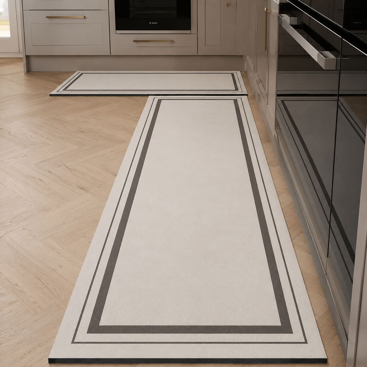 Tapis de cuisine | Bordure marron