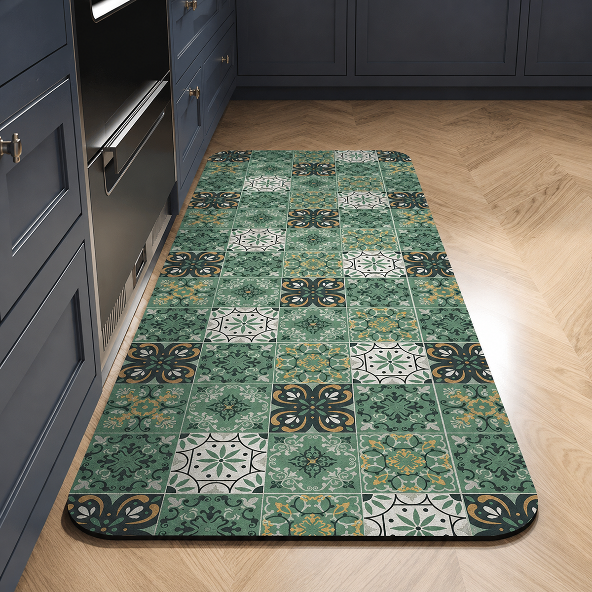 Tapis de cuisine | Carreaux verts