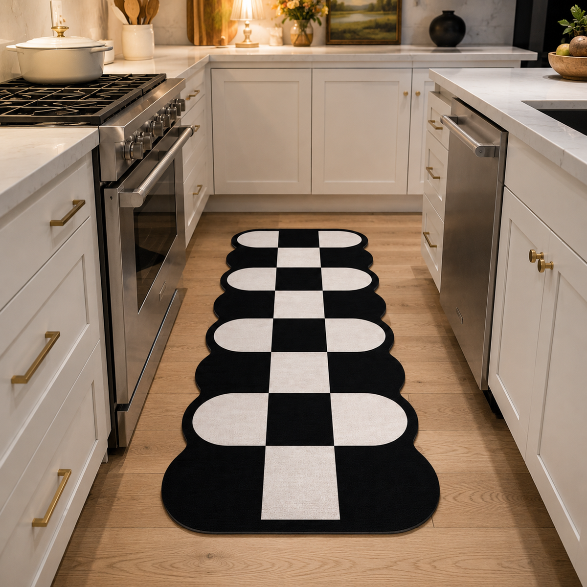 Tapis de cuisine | Noir et blanc