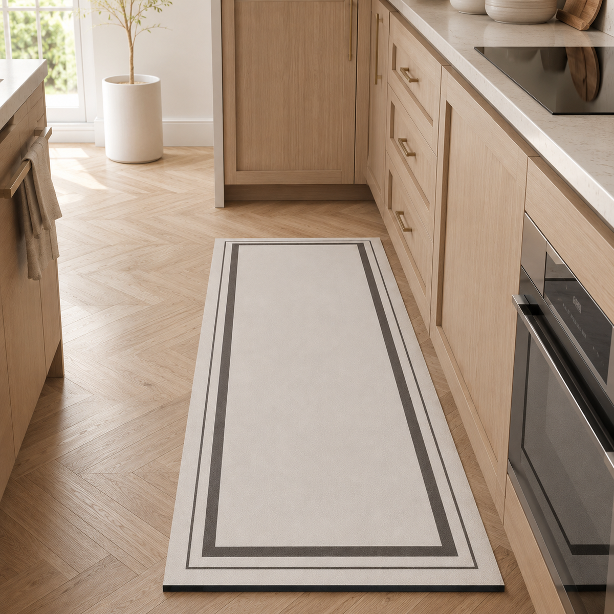 Tapis de cuisine | Bordure marron