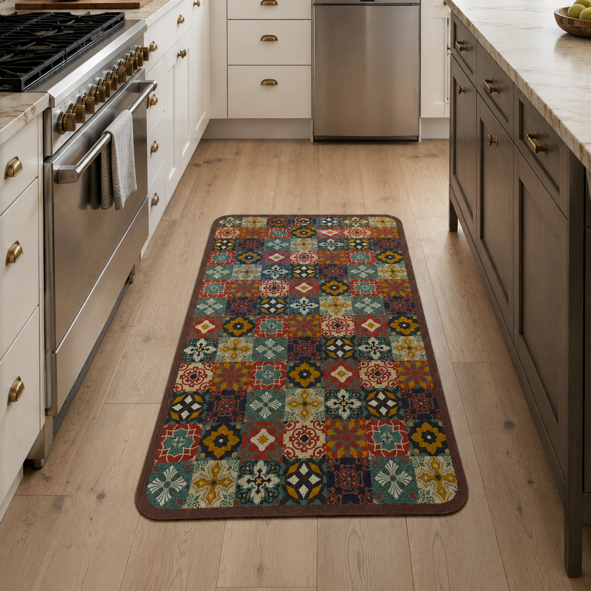 Tapis de cuisine | Carreaux colorés