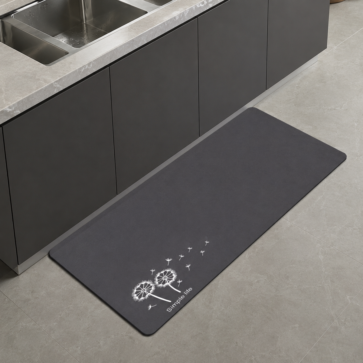 Tapis de cuisine | Gris pissenlit