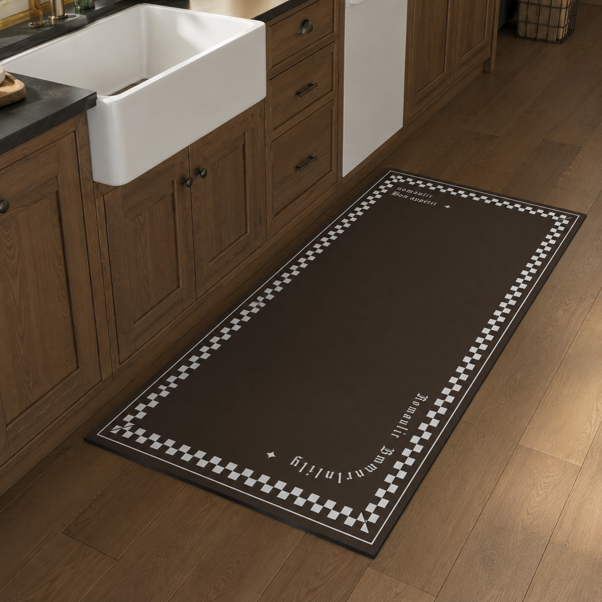 Tapis de cuisine | Marron damier