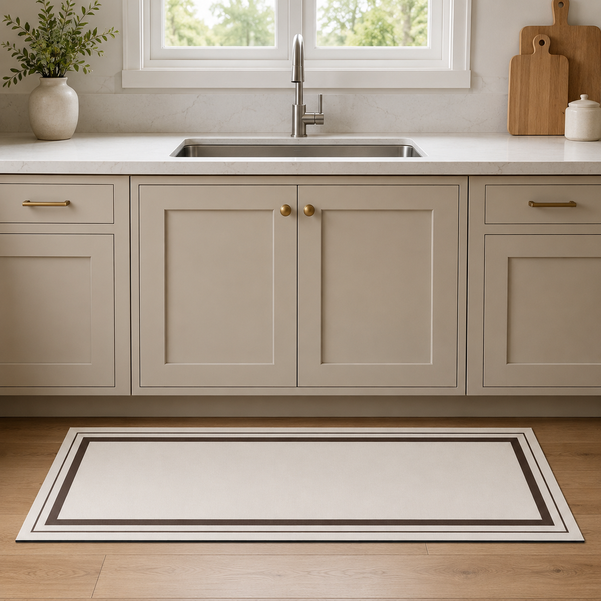 Tapis de cuisine | Bordure marron