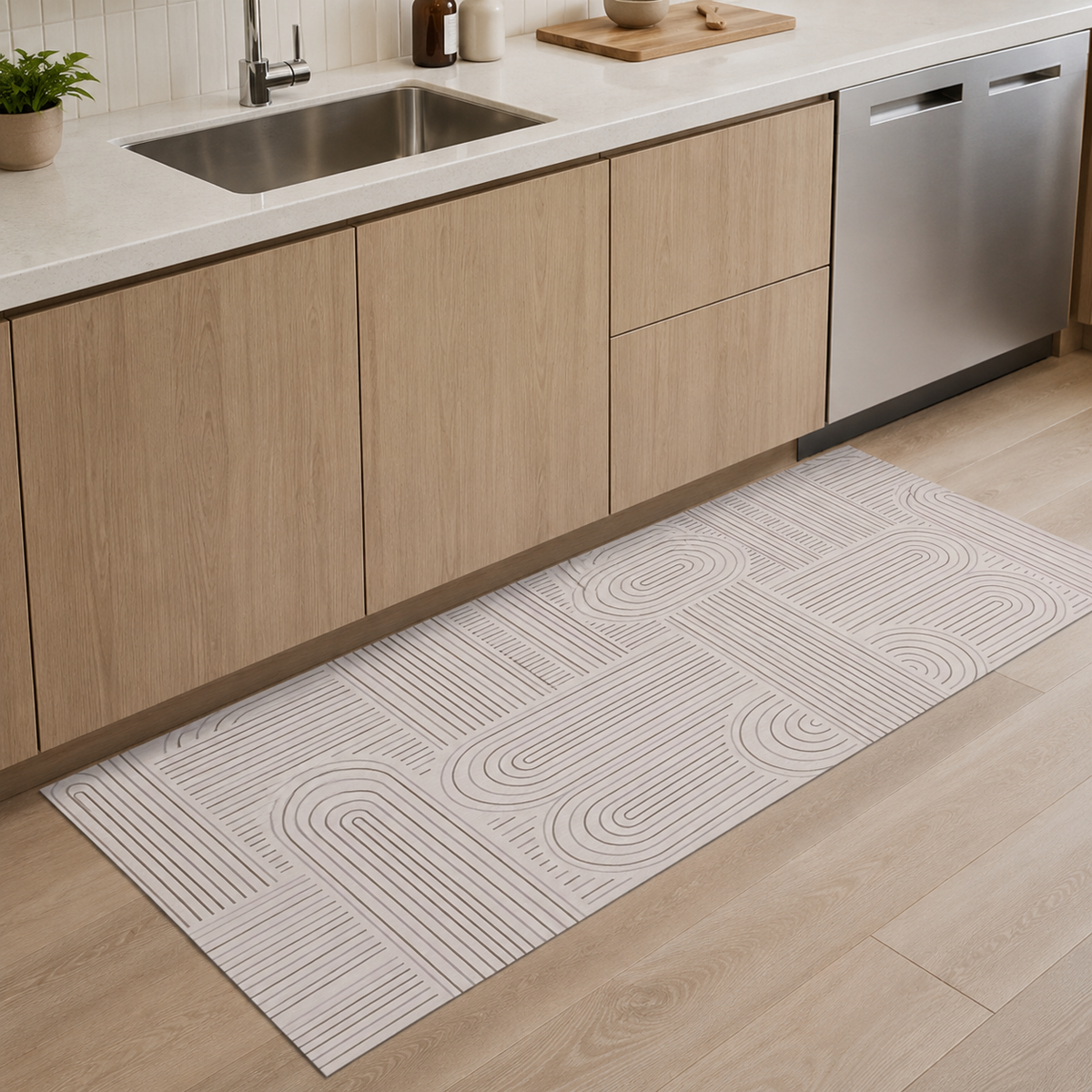 Tapis de cuisine | Motif beige