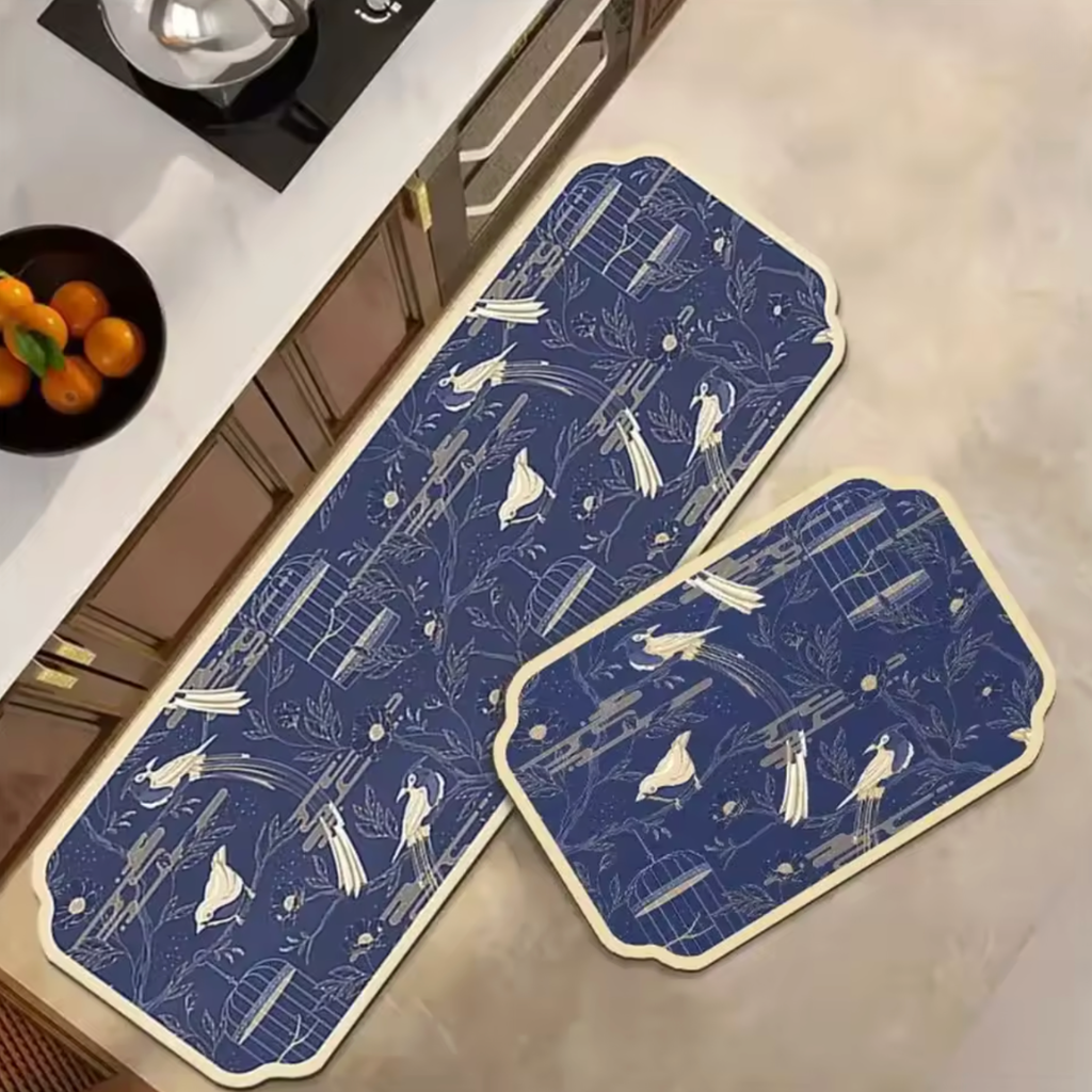 Tapis de cuisine antidérapant bleu nuit
