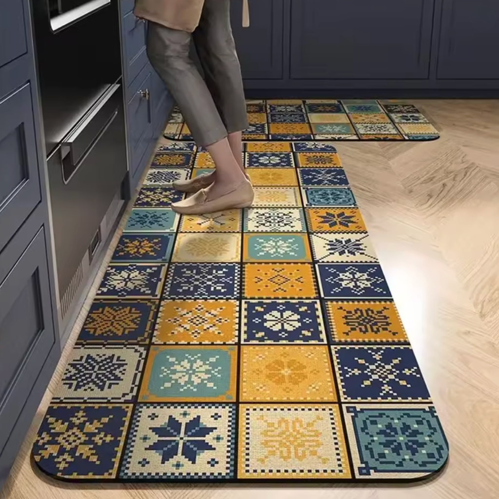 Tapis de cuisine antidérapant carreaux