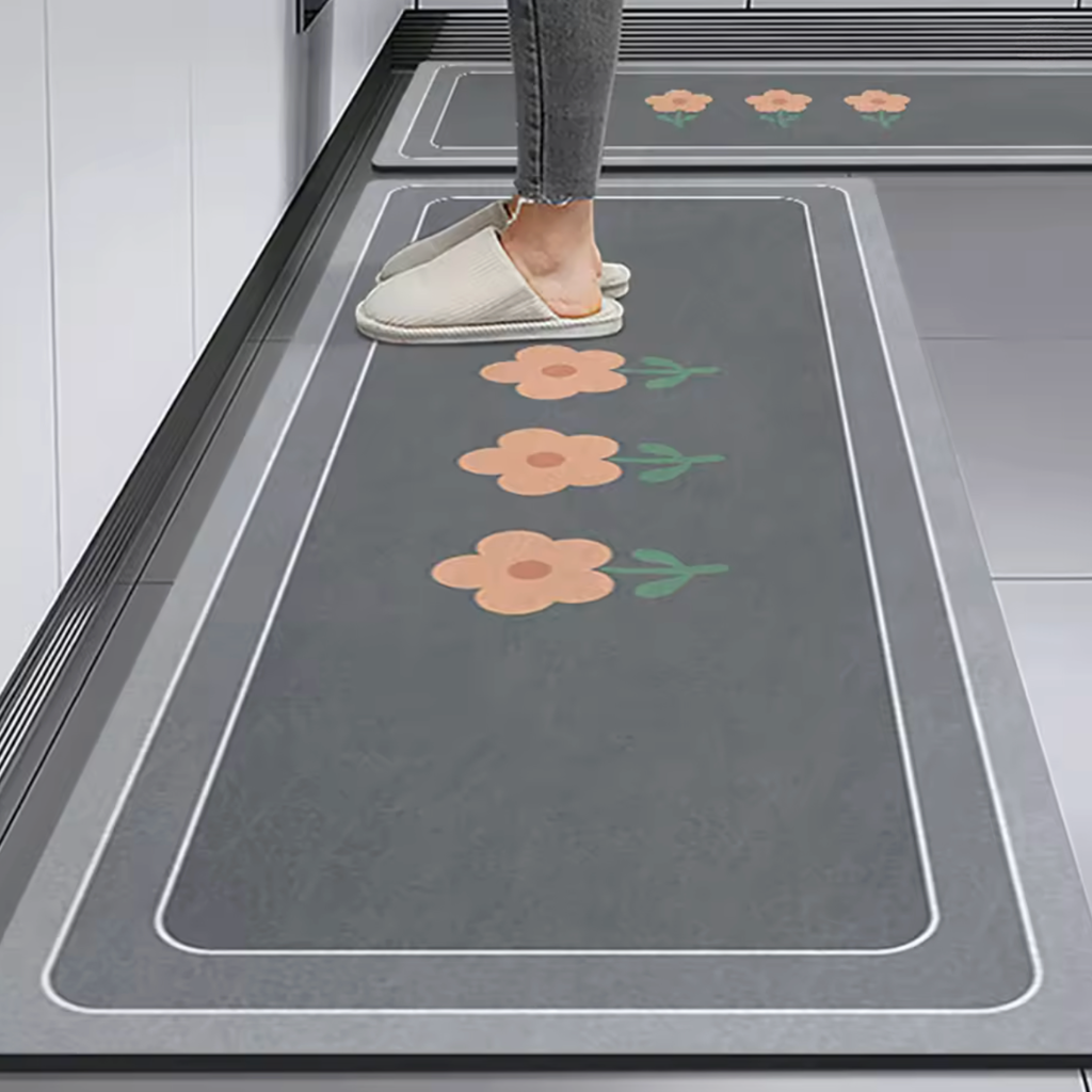 Tapis de cuisine antidérapant fleurs