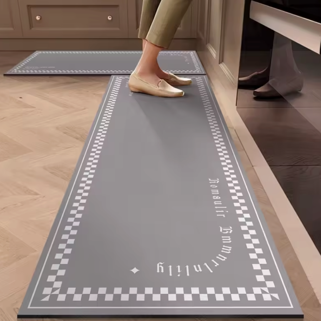 Tapis de cuisine antidérapant gris