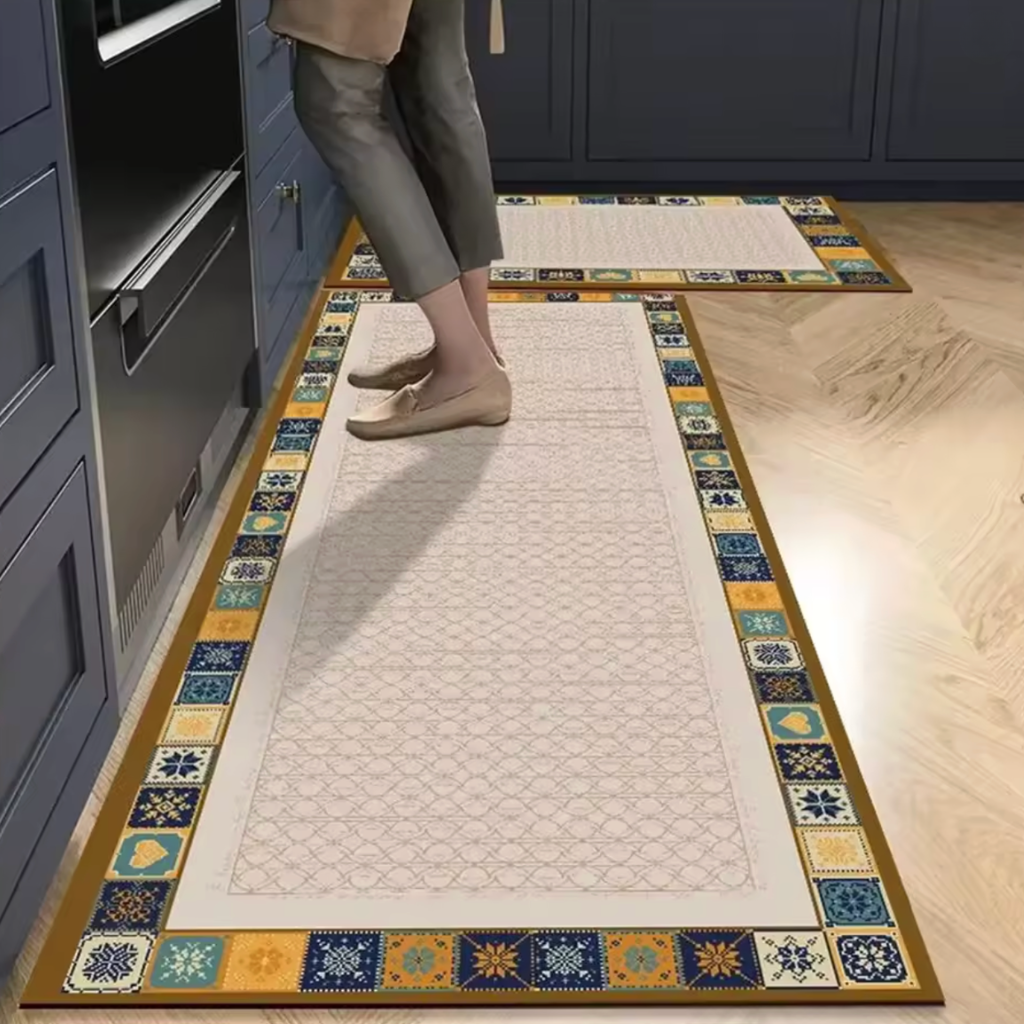 Tapis de cuisine antidérapant jaune
