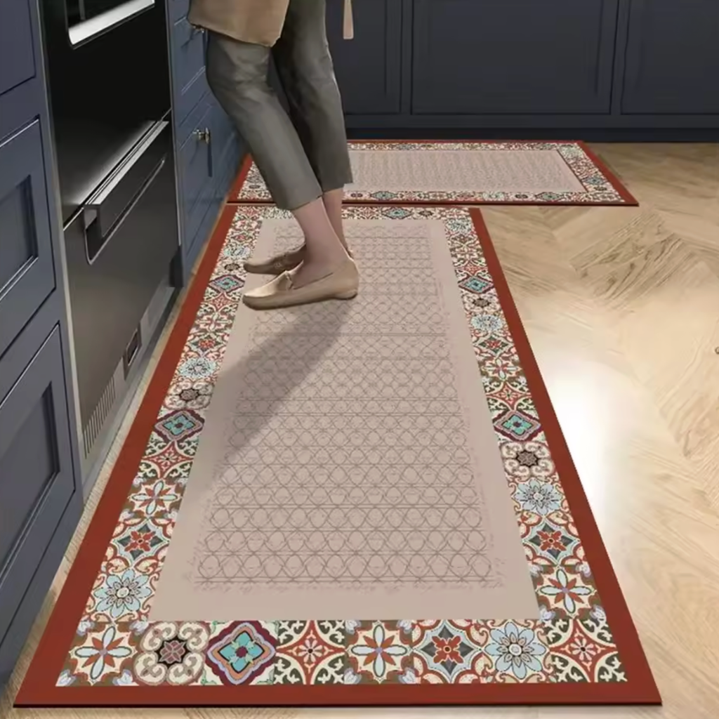 Tapis de cuisine antidérapant rouge