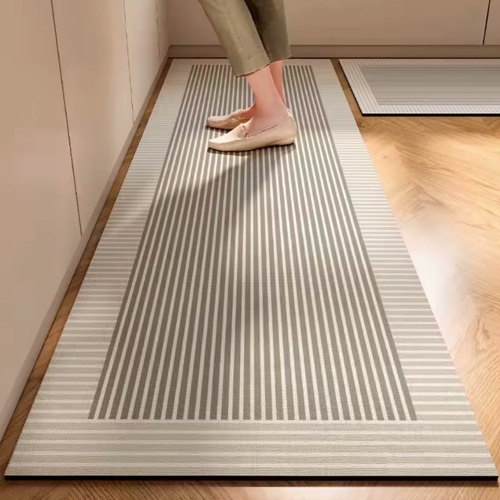 Tapis de cuisine antidérapant taupe