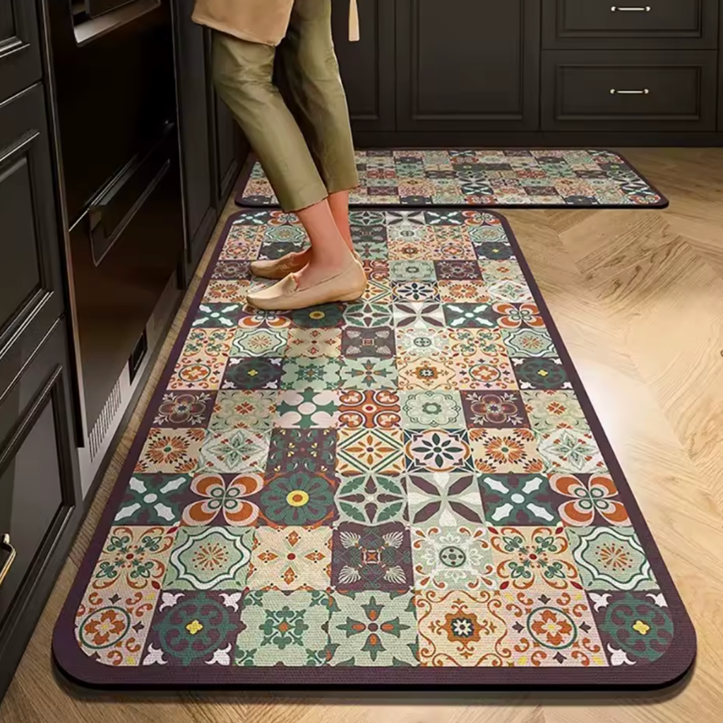 Tapis de cuisine antidérapant terracotta