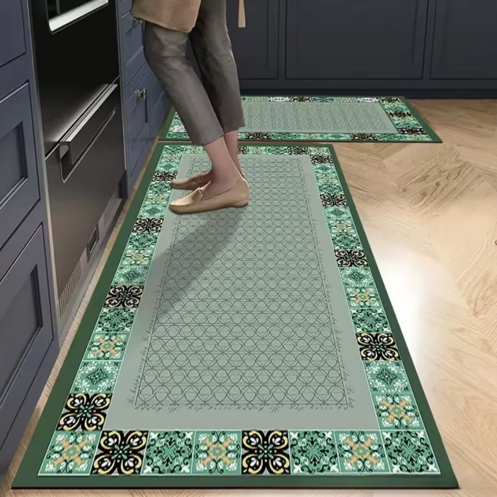 Tapis de cuisine antidérapant vert