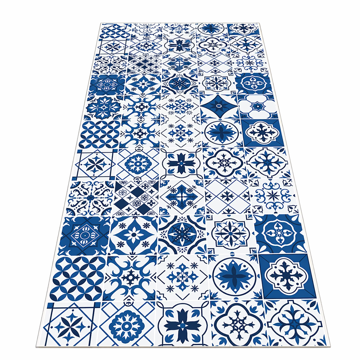 Tapis de cuisine carreaux bleus