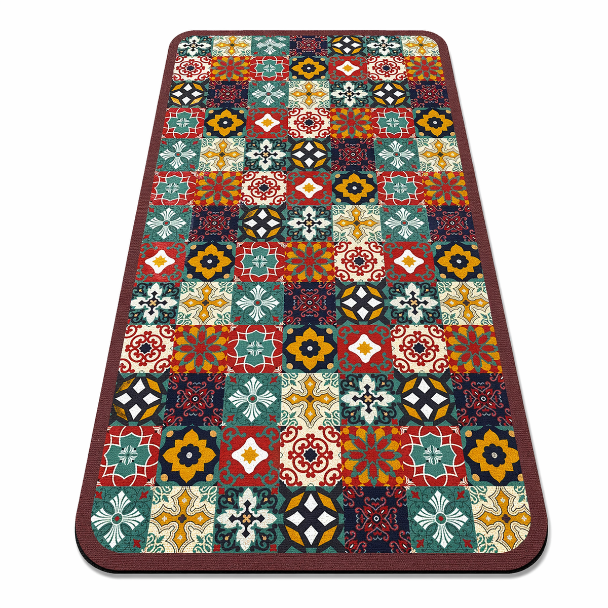 Tapis de cuisine carreaux colorés