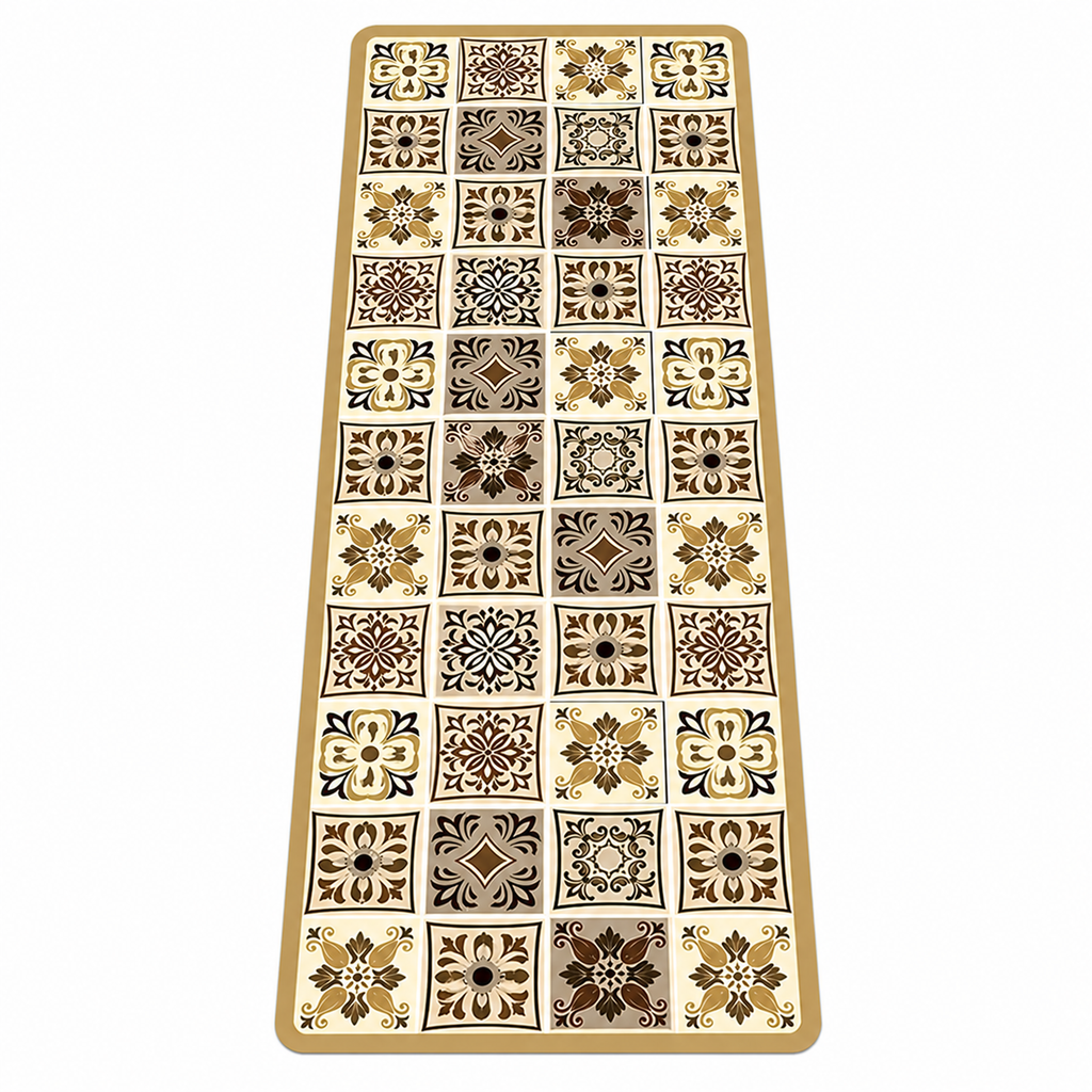 Tapis de cuisine carreaux floraux