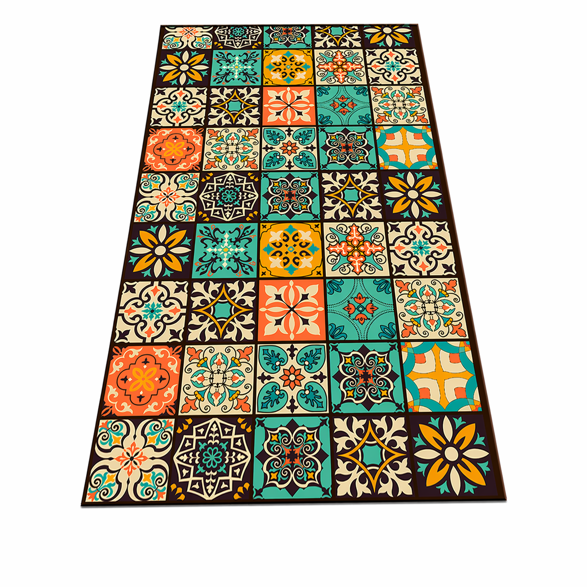 Tapis de cuisine carreaux multicolores