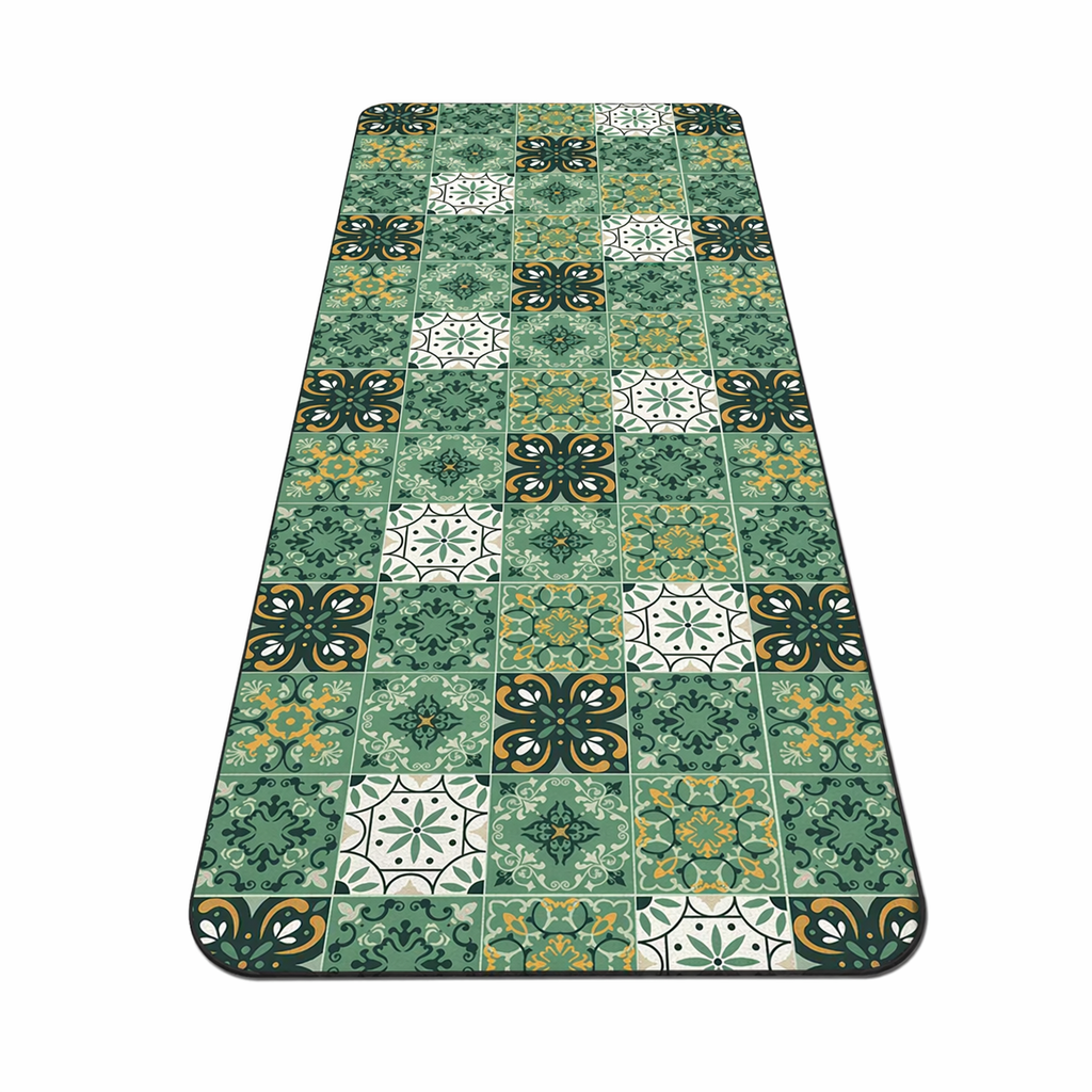 Tapis de cuisine carreaux verts