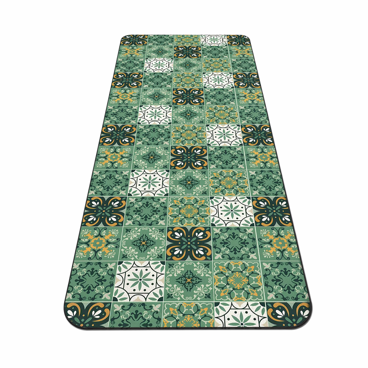 Tapis de cuisine carreaux verts