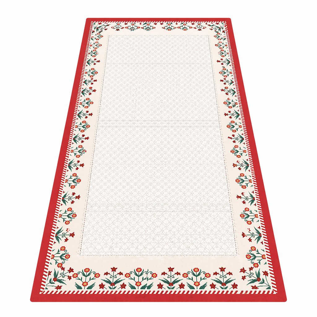 Tapis de cuisine floral rouge