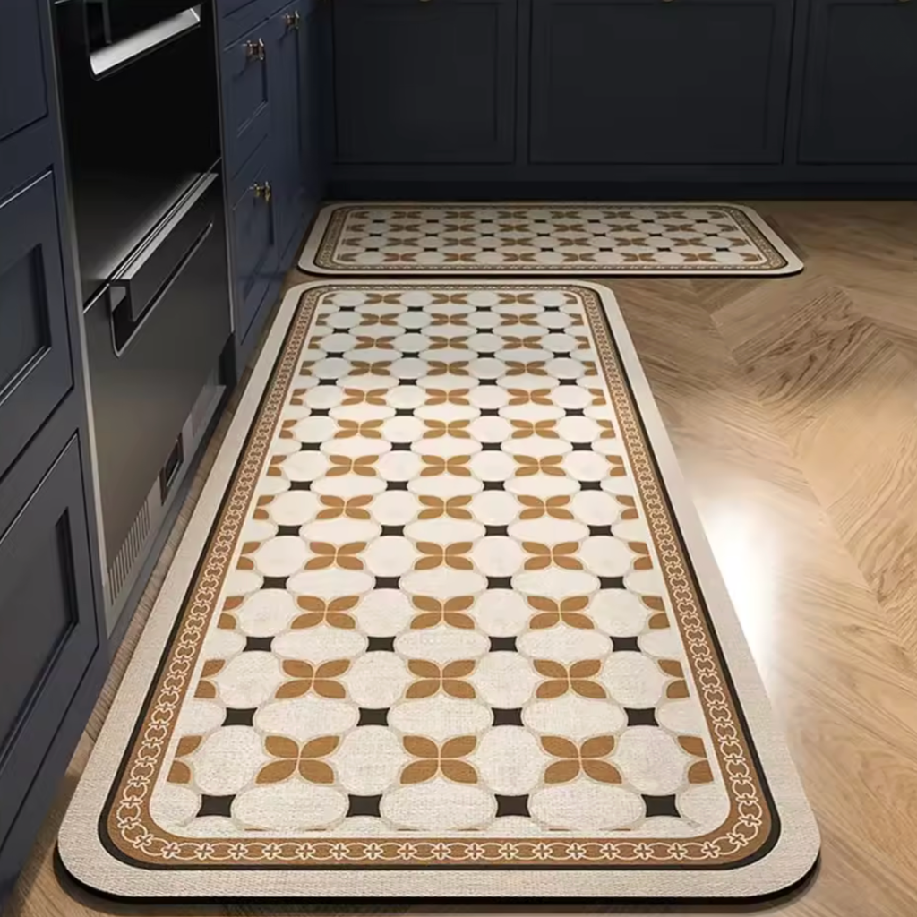 Tapis de cuisine marron et beige