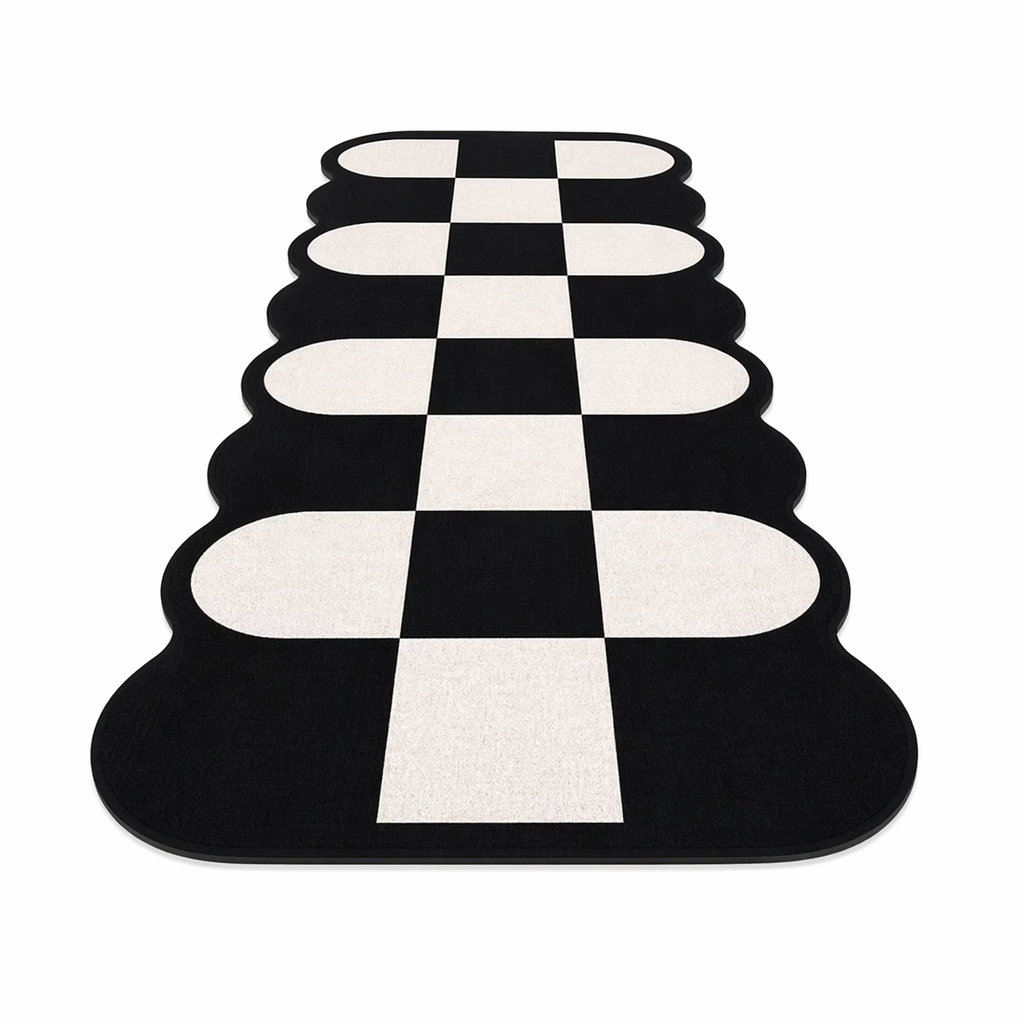 Tapis de cuisine noir et blanc